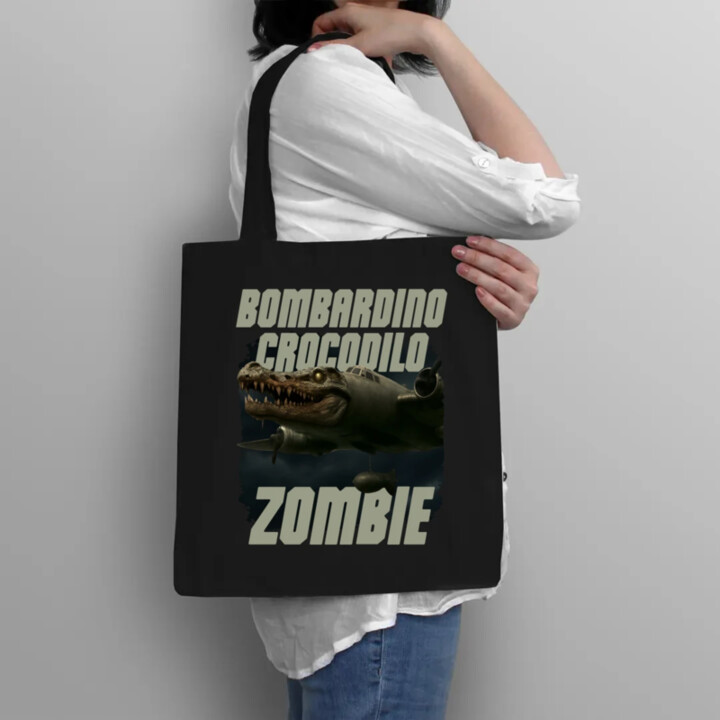 Bombardino Crocodilo zombie - krokodýl bombardér - Italian Brainrot - taška s potiskem