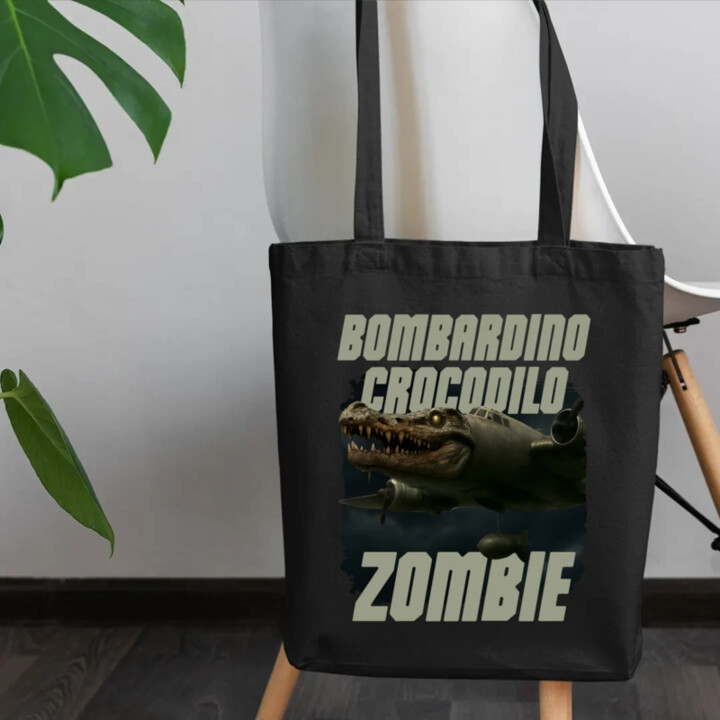 Bombardino Crocodilo zombie - krokodýl bombardér - Italian Brainrot - taška s potiskem