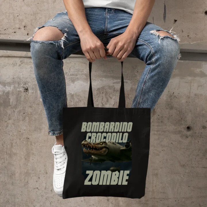 Bombardino Crocodilo zombie - krokodýl bombardér - Italian Brainrot - taška s potiskem