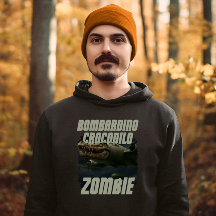 Bombardino Crocodilo zombie - krokodýl bombardér - Italian Brainrot - pánská mikina s potiskem