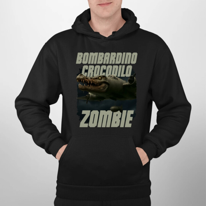Bombardino Crocodilo zombie - krokodýl bombardér - Italian Brainrot - pánská mikina s potiskem