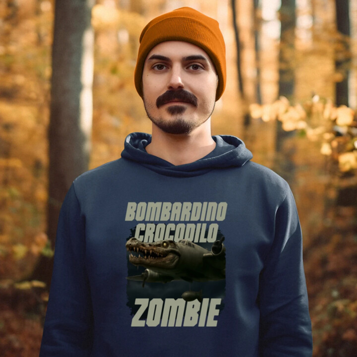 Bombardino Crocodilo zombie - krokodýl bombardér - Italian Brainrot - pánská mikina s potiskem