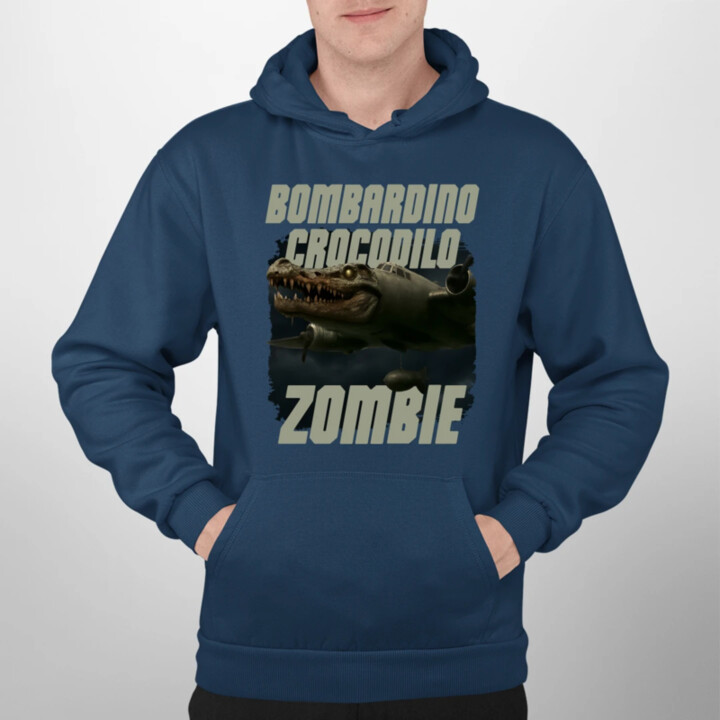 Bombardino Crocodilo zombie - krokodýl bombardér - Italian Brainrot - pánská mikina s potiskem