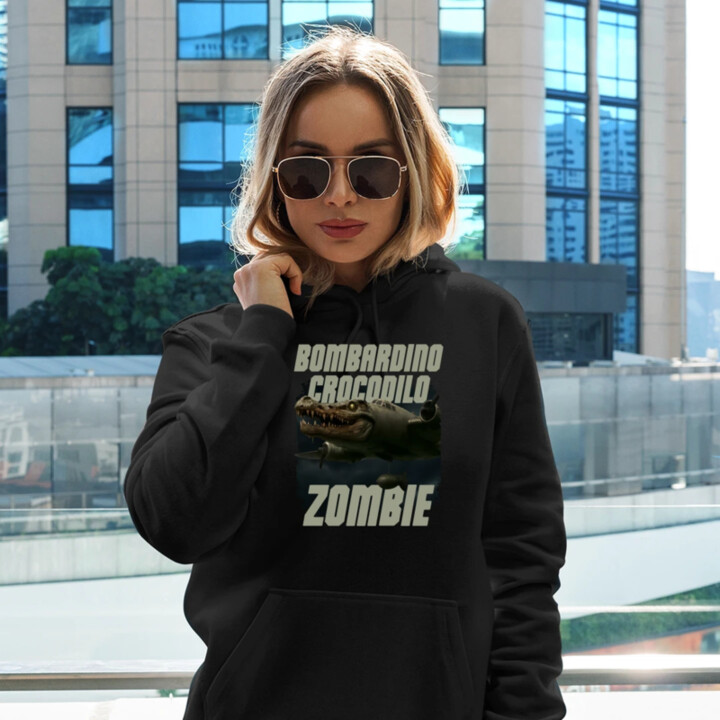 Bombardino Crocodilo zombie - krokodýl bombardér - Italian Brainrot - dámská mikina s potiskem