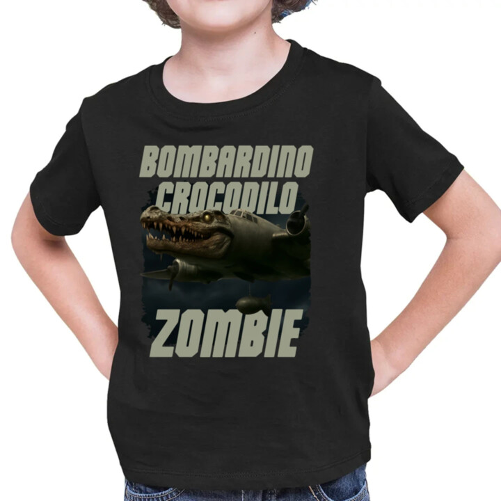 Bombardino Crocodilo zombie - krokodýl bombardér - Italian Brainrot - dětské tričko s potiskem