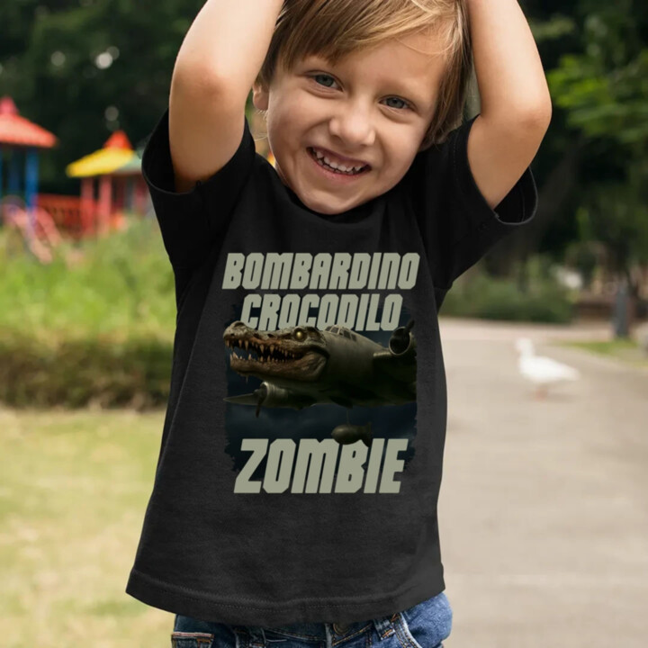 Bombardino Crocodilo zombie - krokodýl bombardér - Italian Brainrot - dětské tričko s potiskem
