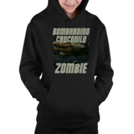 Bombardino Crocodilo zombie - krokodýl bombardér - Italian Brainrot - dětská mikina s kapucí
