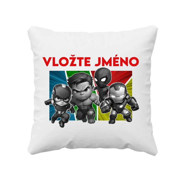 Superhrdinové - polštář s potiskem pro fanoušky Marvelu - personalizovaný produkt