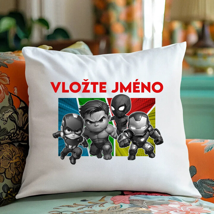 Superhrdinové - polštář s potiskem pro fanoušky Marvelu - personalizovaný produkt
