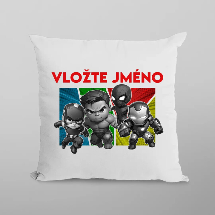 Superhrdinové - polštář s potiskem pro fanoušky Marvelu - personalizovaný produkt