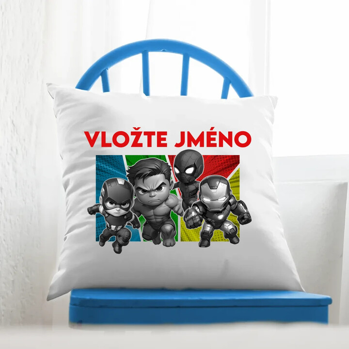 Superhrdinové - polštář s potiskem pro fanoušky Marvelu - personalizovaný produkt