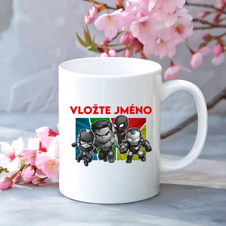 Superhrdinové - hrnek s potiskem pro fanoušky Marvelu - personalizovaný produkt
