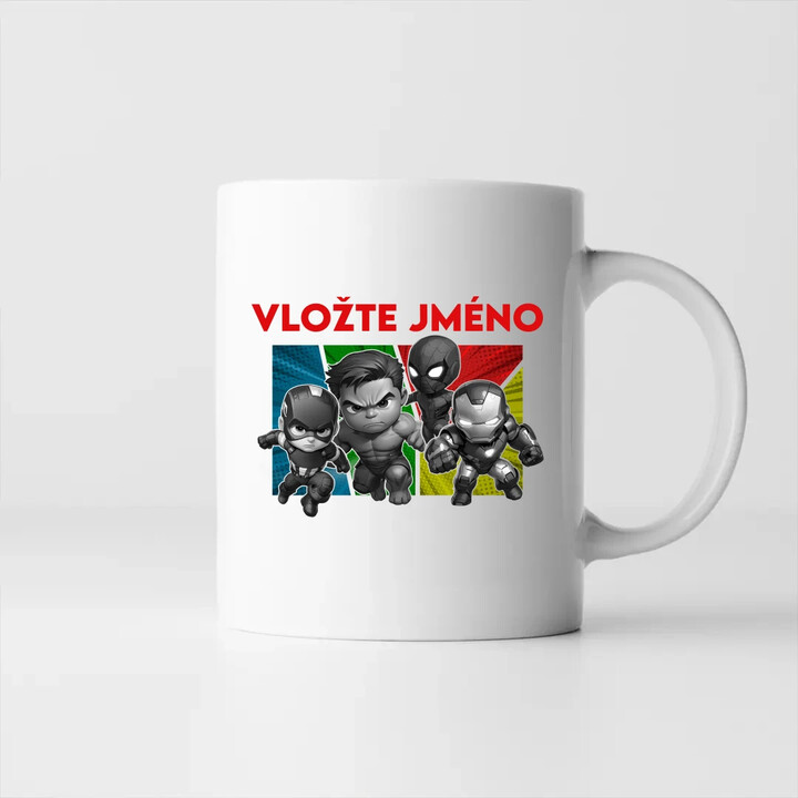 Superhrdinové - hrnek s potiskem pro fanoušky Marvelu - personalizovaný produkt