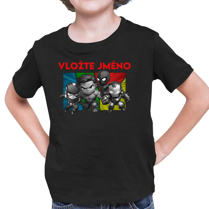 Superhrdinové - dětské tričko s potiskem pro fanoušky Marvelu - personalizovaný produkt
