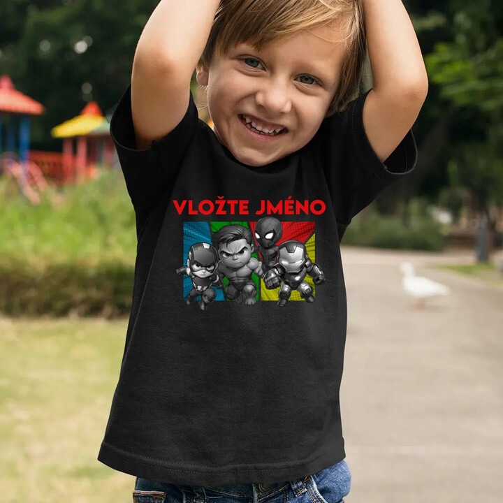Superhrdinové - dětské tričko s potiskem pro fanoušky Marvelu - personalizovaný produkt