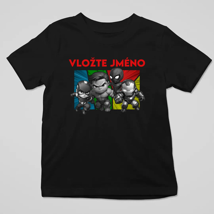 Superhrdinové - dětské tričko s potiskem pro fanoušky Marvelu - personalizovaný produkt