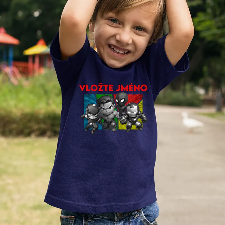 Superhrdinové - dětské tričko s potiskem pro fanoušky Marvelu - personalizovaný produkt
