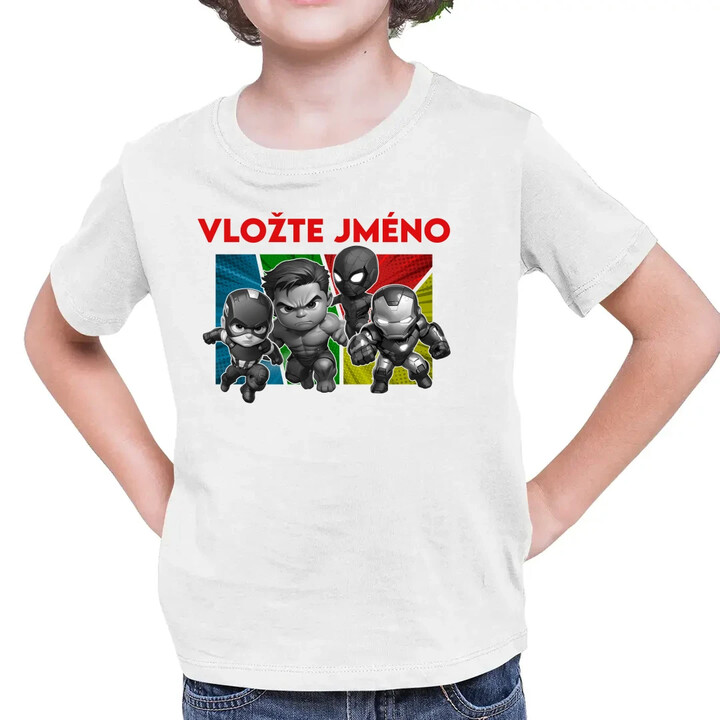 Superhrdinové - dětské tričko s potiskem pro fanoušky Marvelu - personalizovaný produkt