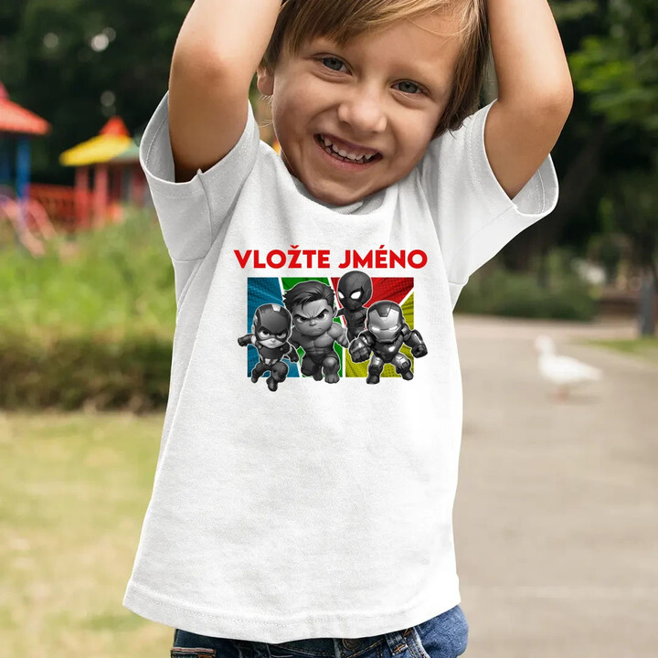 Superhrdinové - dětské tričko s potiskem pro fanoušky Marvelu - personalizovaný produkt