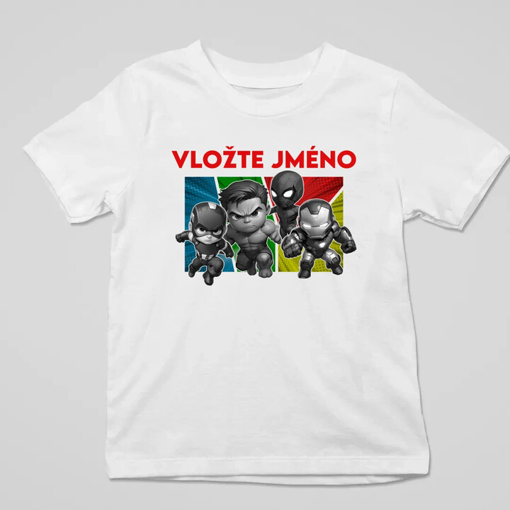 Superhrdinové - dětské tričko s potiskem pro fanoušky Marvelu - personalizovaný produkt
