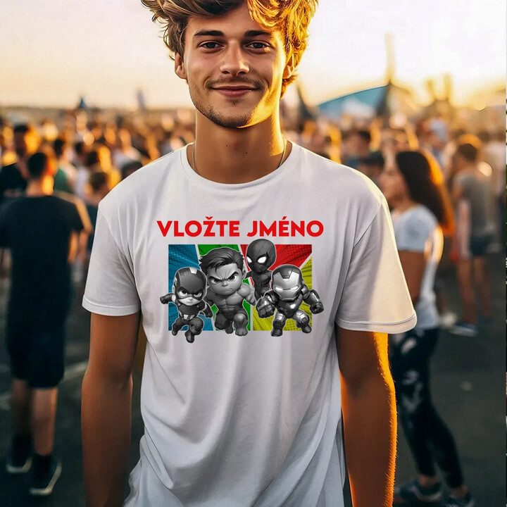 Superhrdinové - pánské tričko s potiskem pro fanoušky Marvelu - personalizovaný produkt