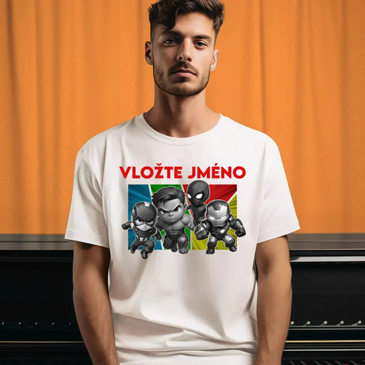 Superhrdinové - pánské tričko s potiskem pro fanoušky Marvelu - personalizovaný produkt