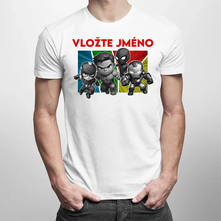 Superhrdinové - pánské tričko s potiskem pro fanoušky Marvelu - personalizovaný produkt