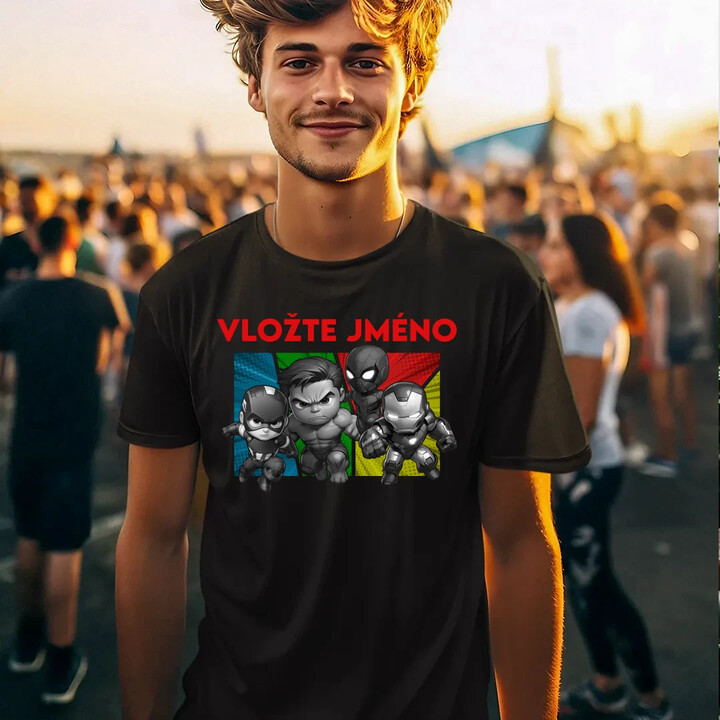 Superhrdinové - pánské tričko s potiskem pro fanoušky Marvelu - personalizovaný produkt