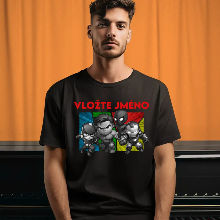 Superhrdinové - pánské tričko s potiskem pro fanoušky Marvelu - personalizovaný produkt