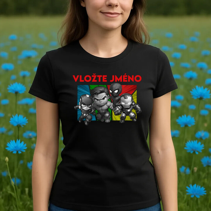 Superhrdinové  - dámské tričko s potiskem pro fanoušky Marvelu - personalizovaný produkt