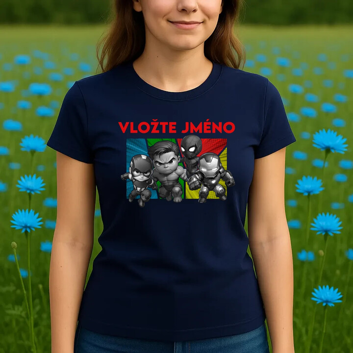Superhrdinové  - dámské tričko s potiskem pro fanoušky Marvelu - personalizovaný produkt