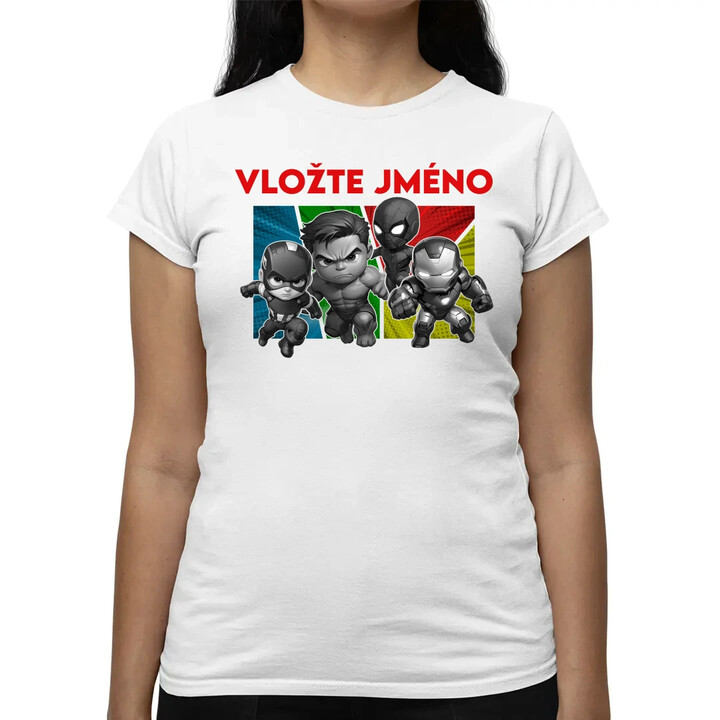 Superhrdinové  - dámské tričko s potiskem pro fanoušky Marvelu - personalizovaný produkt