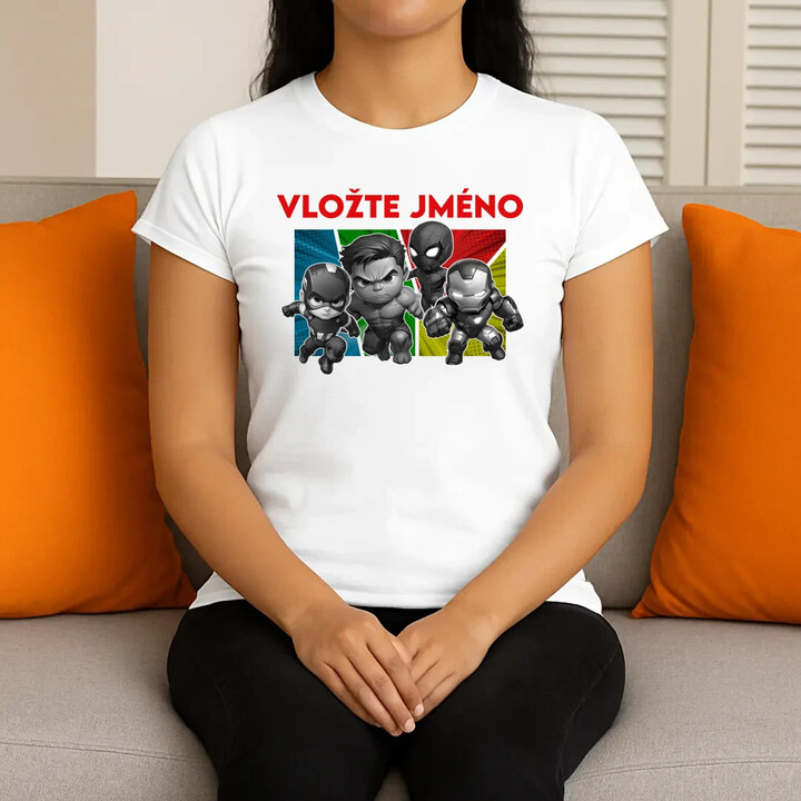 Superhrdinové  - dámské tričko s potiskem pro fanoušky Marvelu - personalizovaný produkt