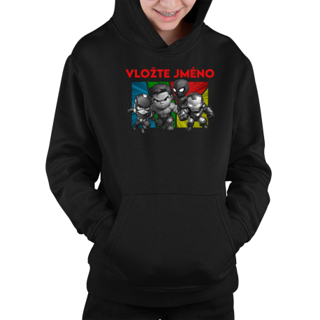 Superhrdinové - dětská mikina s kapucí pro fanoušky Marvelu - personalizovaný produkt