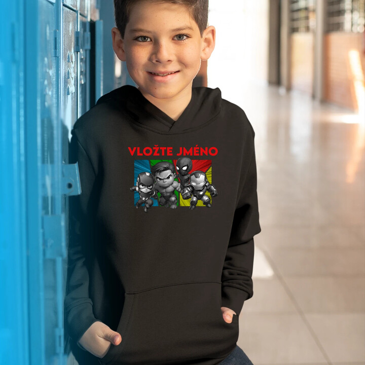 Superhrdinové - dětská mikina s kapucí pro fanoušky Marvelu - personalizovaný produkt