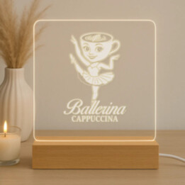 Ballerina Cappuccina - Italian Brainrot - baletka s šálkem - LED lampička s gravírováním