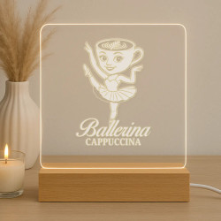 Ballerina Cappuccina - Italian Brainrot - baletka s šálkem - LED lampička s gravírováním