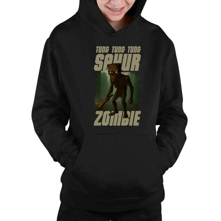 Tung Tung Tung Sahur zombie - baseballová pálka - Italian Brainrot  - dětská mikina s kapucí