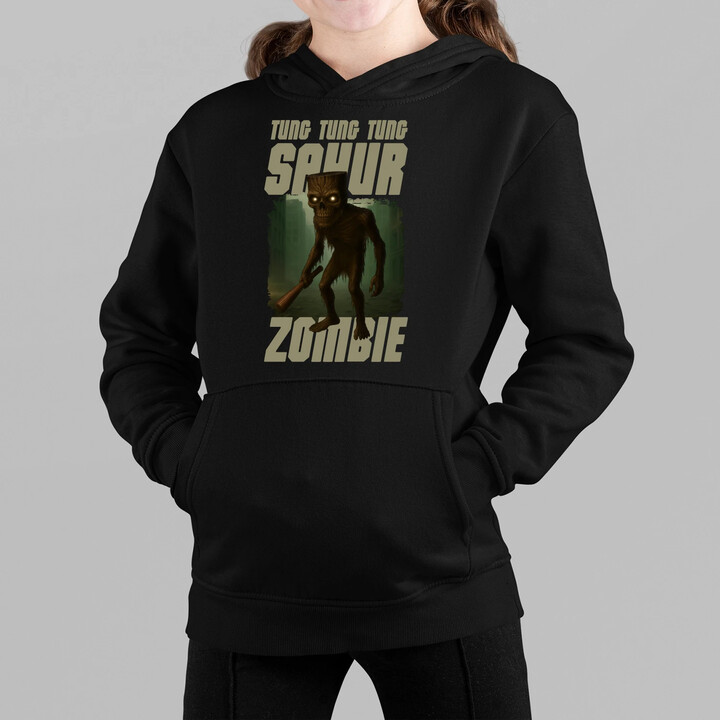 Tung Tung Tung Sahur zombie - baseballová pálka - Italian Brainrot  - dětská mikina s kapucí