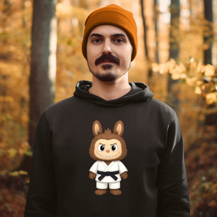 Panenka Bubu bojový umělec - pánská mikina s potiskem pro fanoušky Labubu