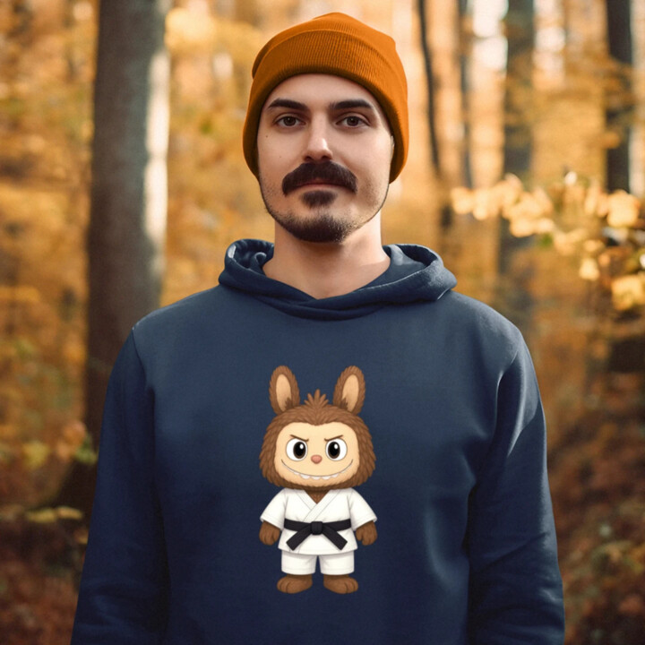 Panenka Bubu bojový umělec - pánská mikina s potiskem pro fanoušky Labubu