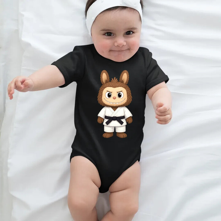 Panenka Bubu bojový umělec - dětské body s potiskem pro fanoušky Labubu