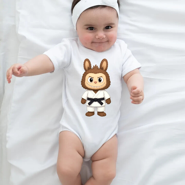 Panenka Bubu bojový umělec - dětské body s potiskem pro fanoušky Labubu