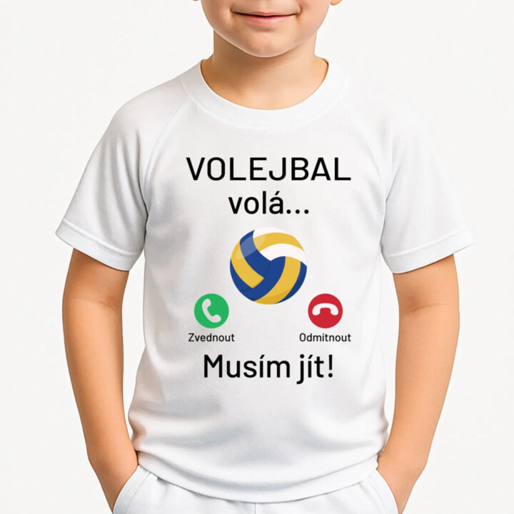 Volejbal volá, musím jít - dětské sportovní tričko s potiskem
