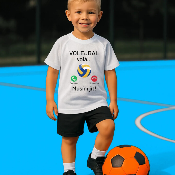 Volejbal volá, musím jít - dětské sportovní tričko s potiskem
