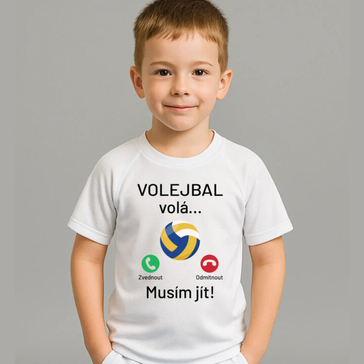 Volejbal volá, musím jít - dětské sportovní tričko s potiskem