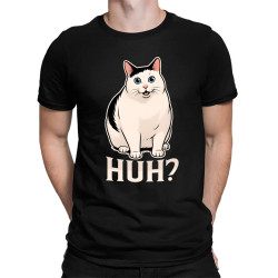 Huh? - bílá kočka - pánské tričko s potiskem