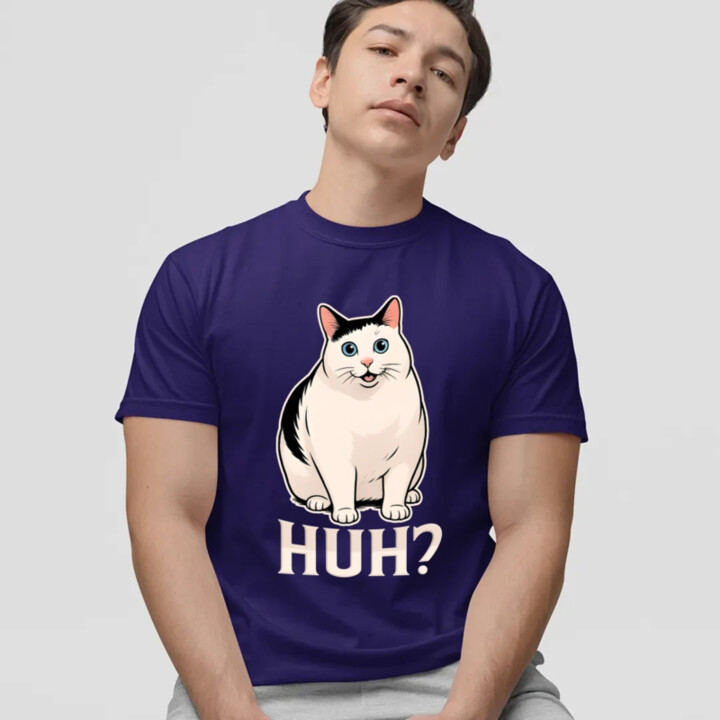 Huh? - bílá kočka - pánské tričko s potiskem