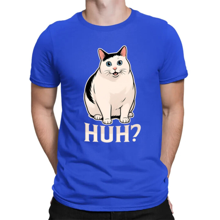 Huh? - bílá kočka - pánské tričko s potiskem