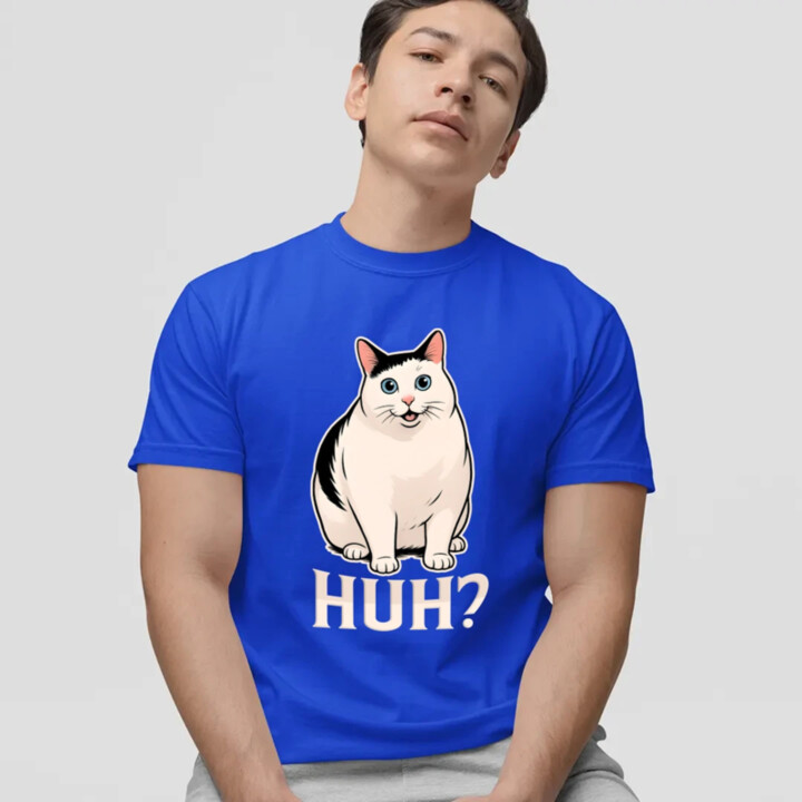 Huh? - bílá kočka - pánské tričko s potiskem